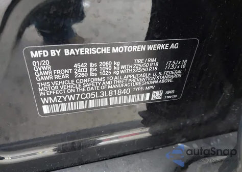 2020 Mini Countryman Cooper S из США, поврежденный, VIN WMZYW7C05L3L81840